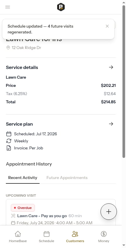 A completed past visit survives a schedule rebuild