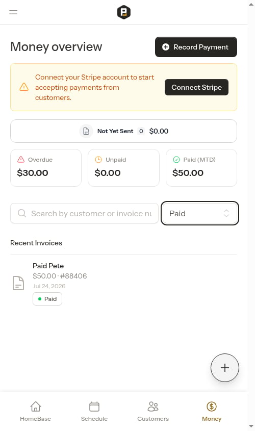 Filtered to show paid invoices