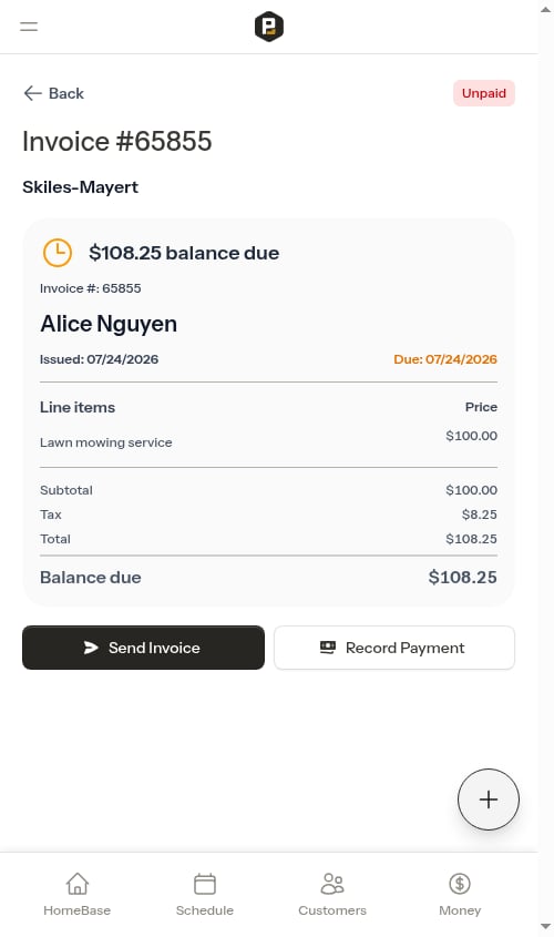 Invoice detail page