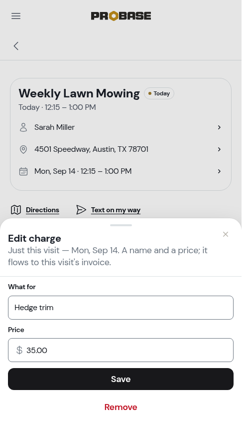 Reopening a charge from the Visit tab