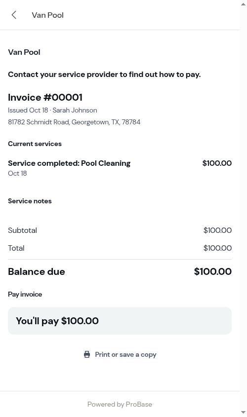 Customer landing straight on the invoice page, with no review screen in between