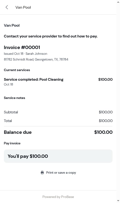 Customer landing straight on the invoice page, with no review screen in between
