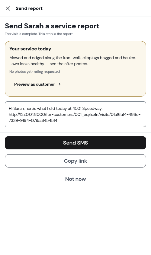 The send report step