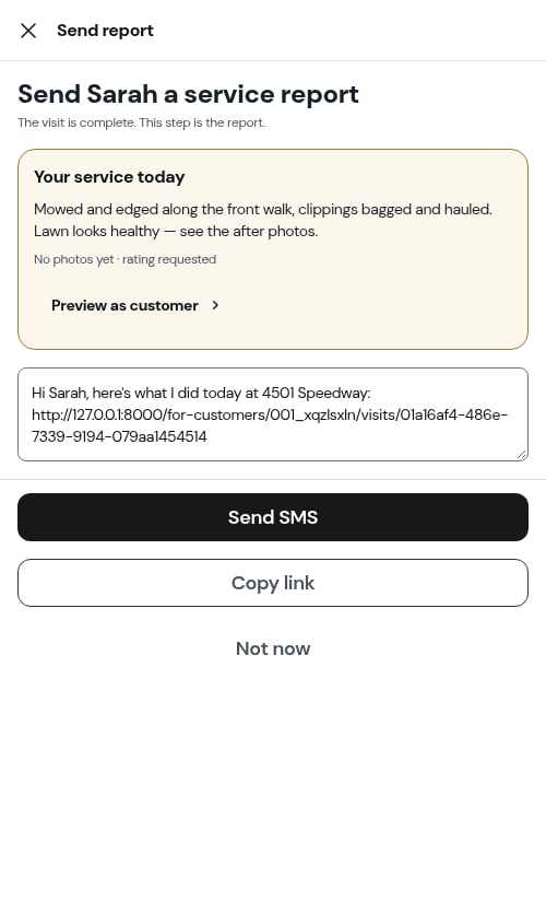 The send report step