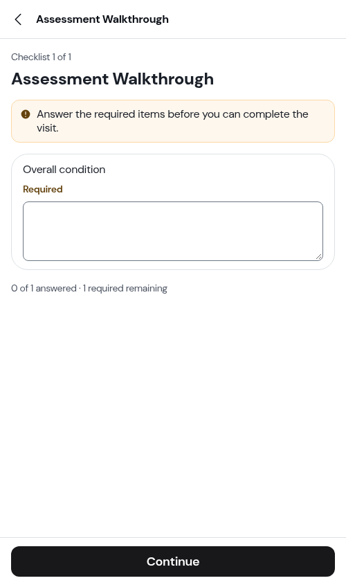 Assessment checklist step