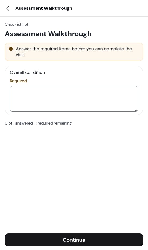 Assessment checklist step