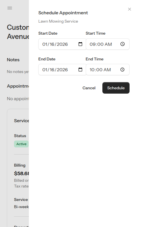 Add appointment form