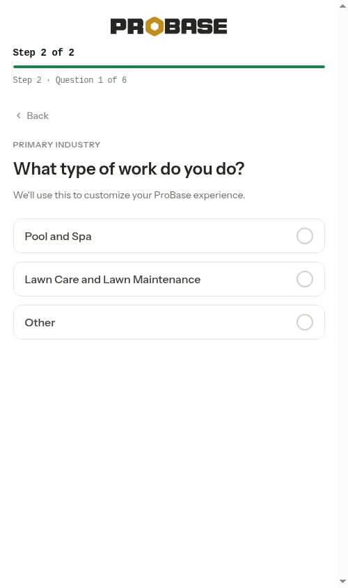 Resuming the wizard at the work questions