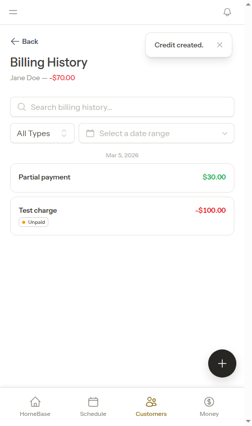 Charge still unpaid after partial payment