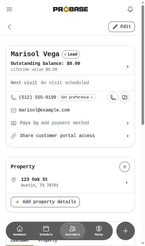 A new contact-form lead opened from an update