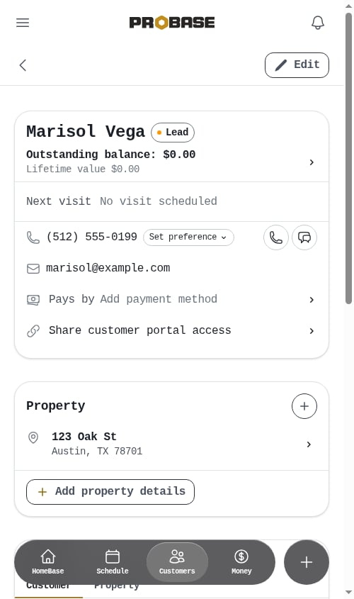 A new contact-form lead opened from an update