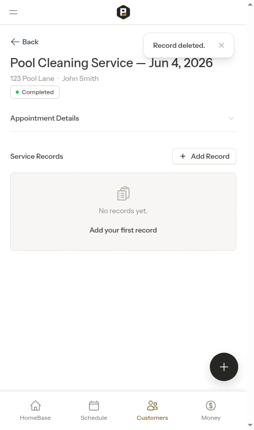 After deleting entry