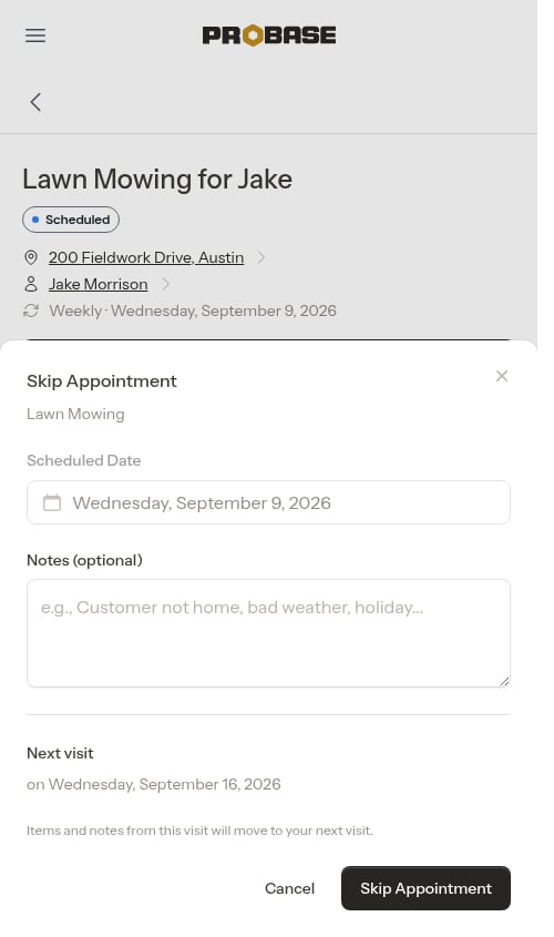 Skip modal when the next visit already exists