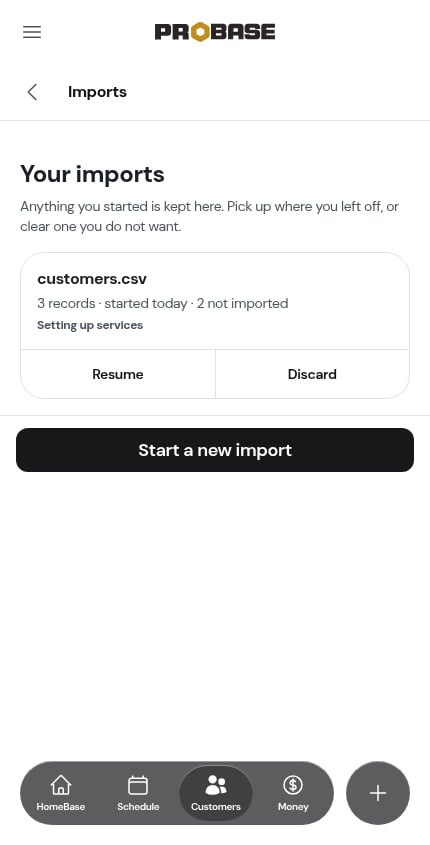 An import with records not imported