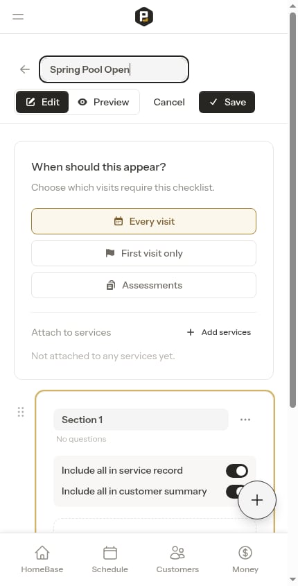 Empty checklist builder