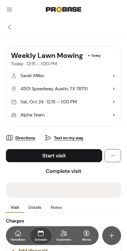 The visit page
