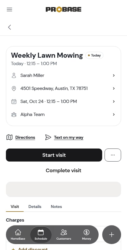 The visit page