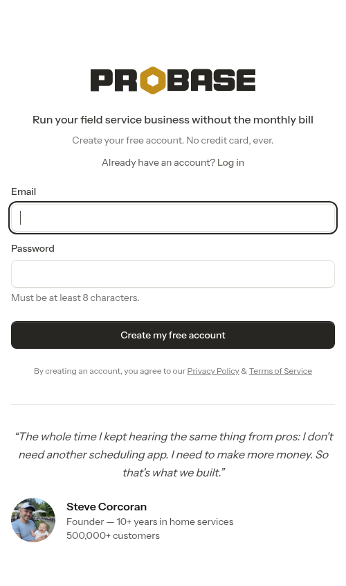 The Already have an account? Log in line at the top of the signup page