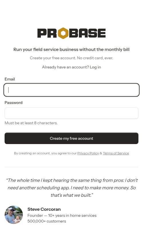 The Already have an account? Log in line at the top of the signup page
