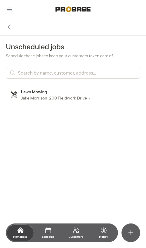 Unscheduled jobs list