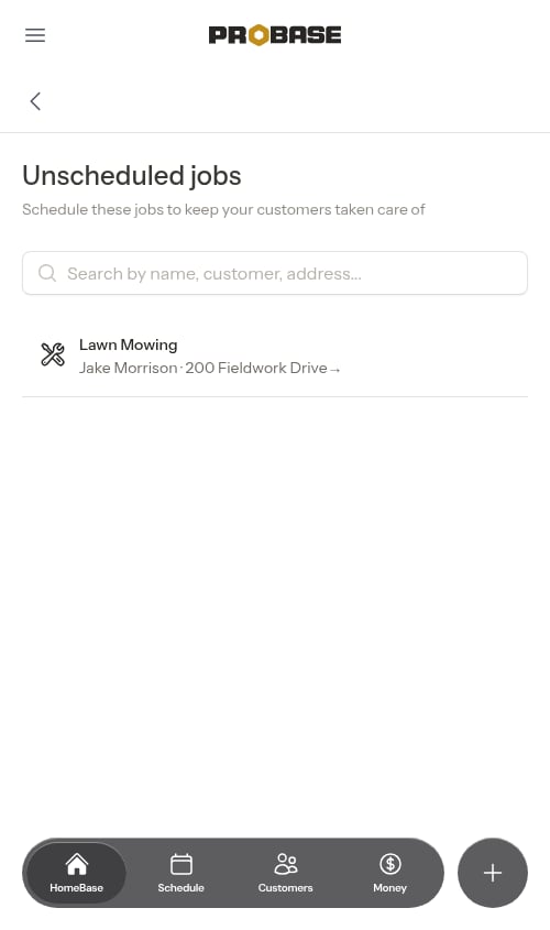 Unscheduled jobs list