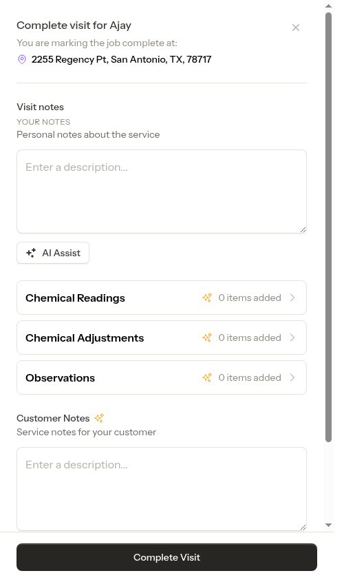 Completion modal