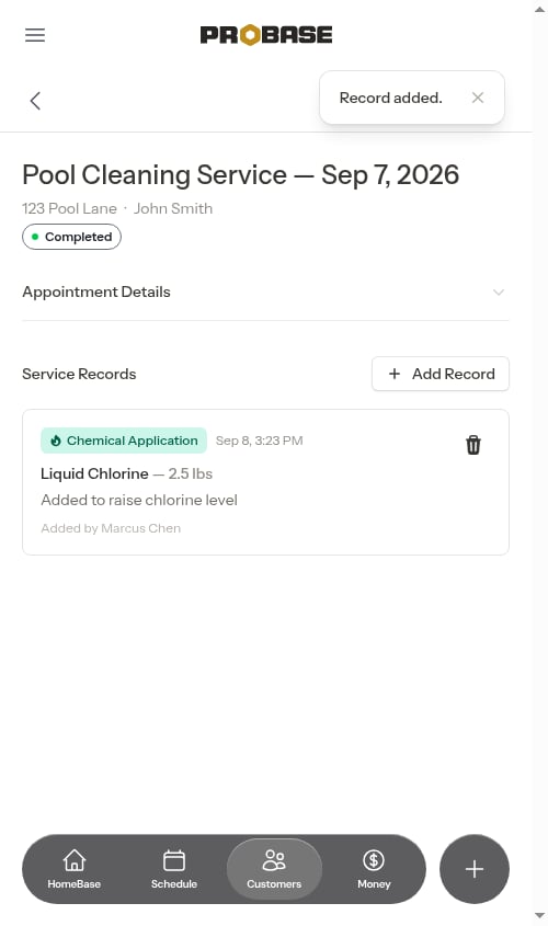Chemical adjustment entry
