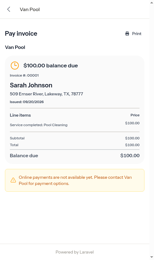 Customer landing straight on the invoice page, with no review screen in between