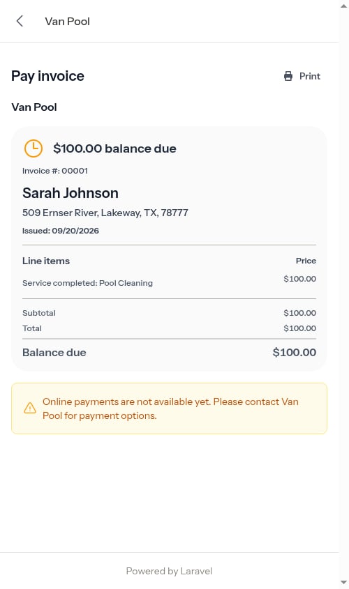 Customer landing straight on the invoice page, with no review screen in between