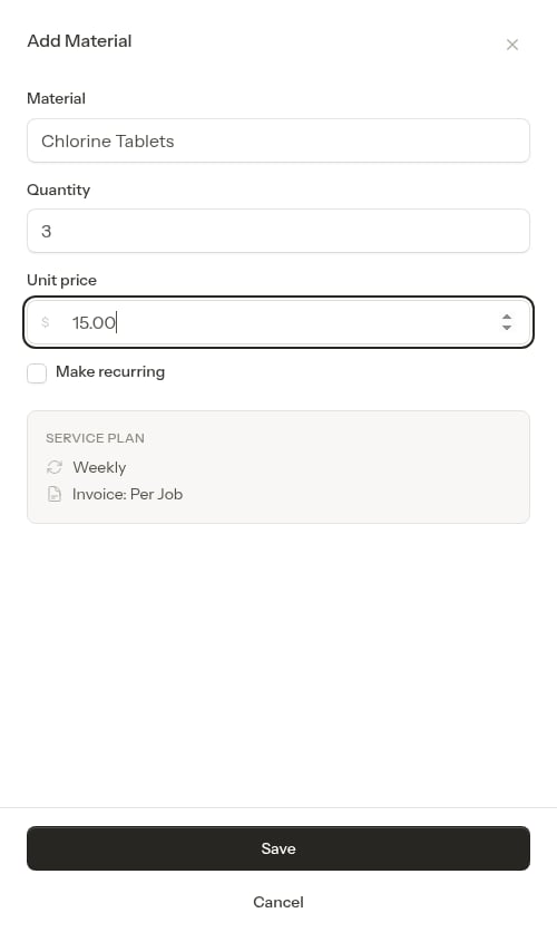 Material form filled