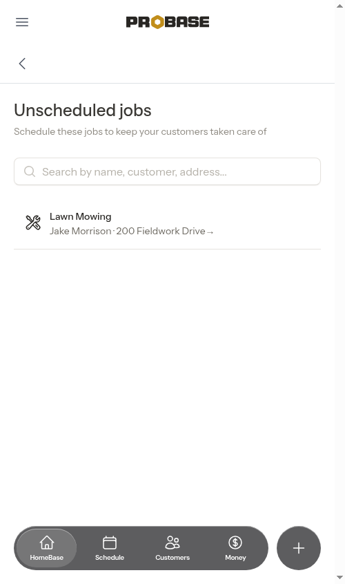 Unscheduled jobs list