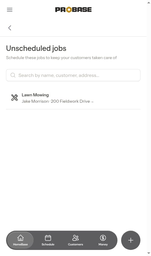 Unscheduled jobs list