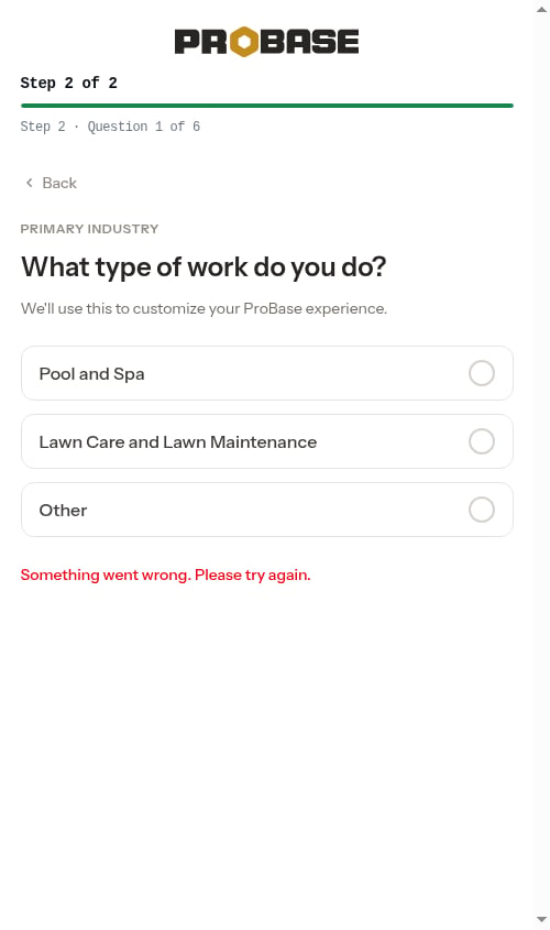 A failed tap clears the checkmark and shows a retry message