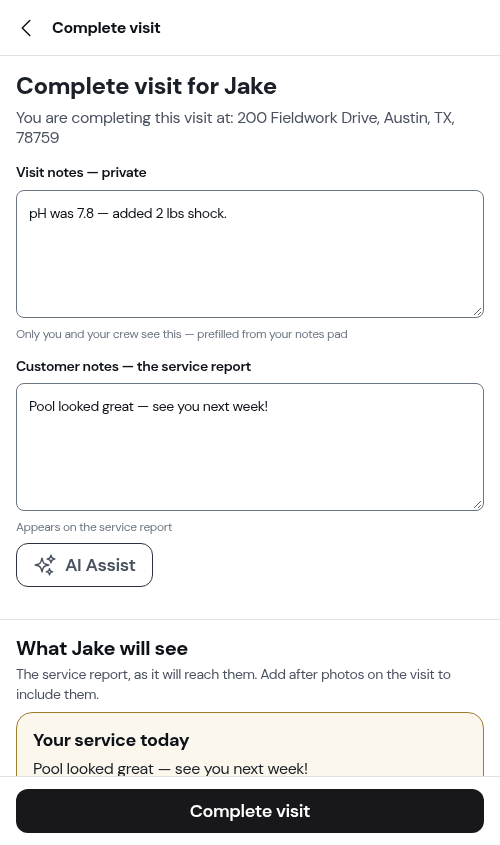 Reopened completion form — previous work restored