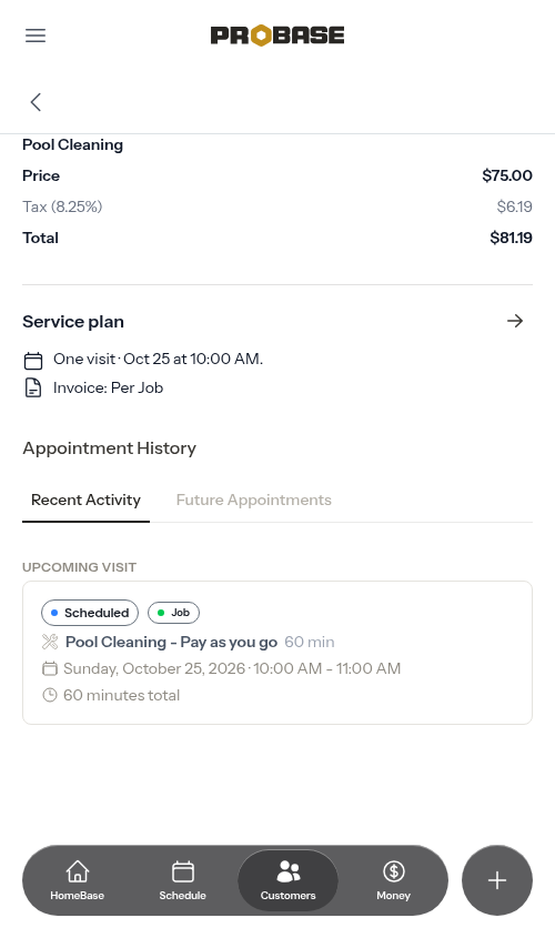 Before completing a per-service appointment