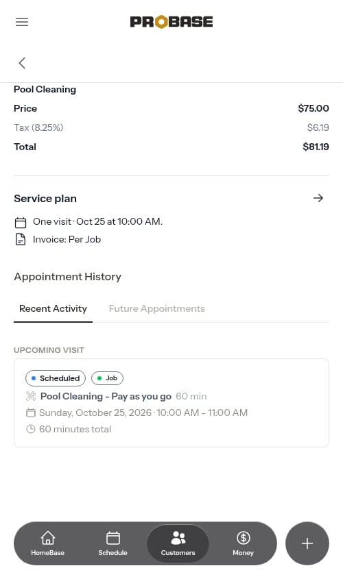 Before completing a per-service appointment