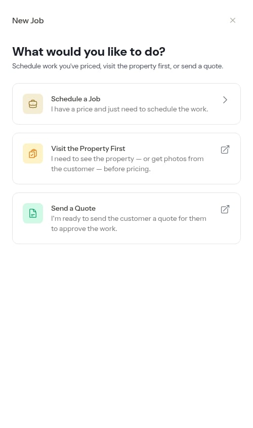New job form over the schedule