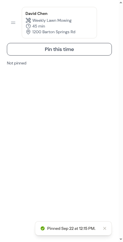 The pinned confirmation