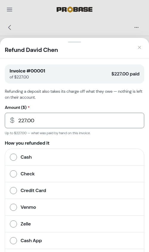 Refunding a whole deposit