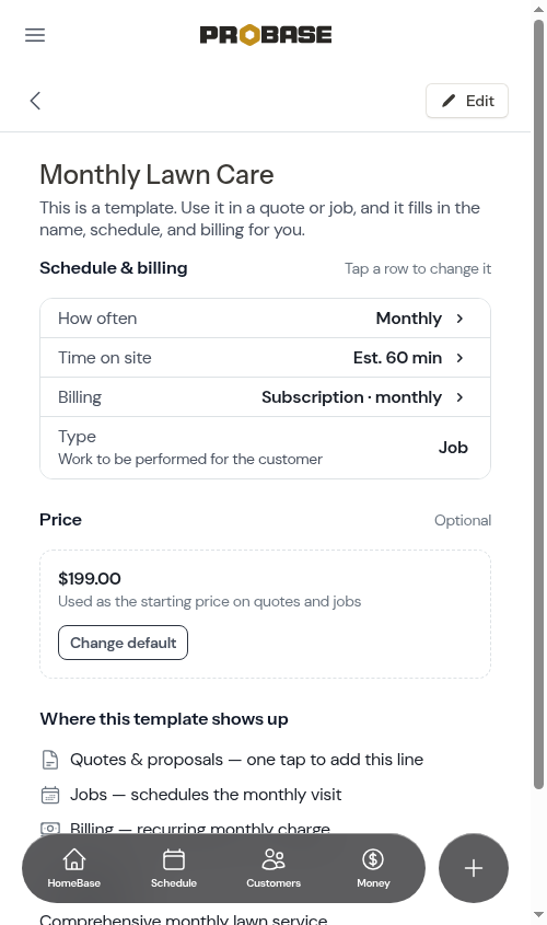 Subscription billing service template