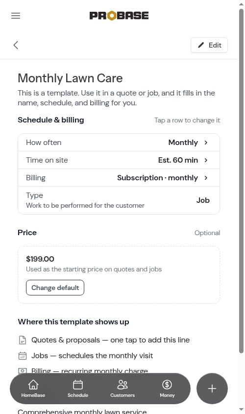 Subscription billing service template