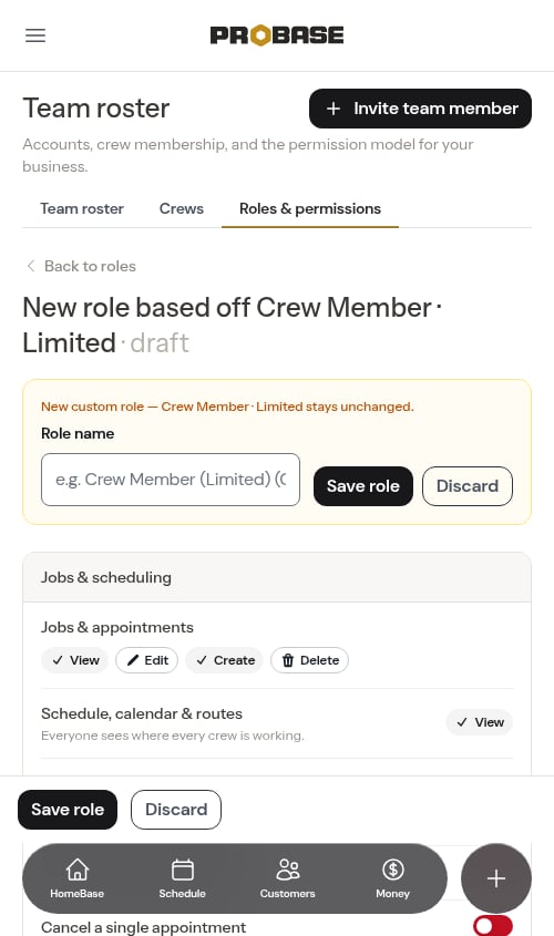 Building a custom role from a built-in one