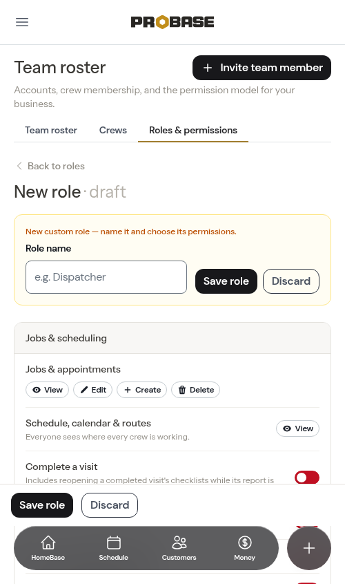 The new-role builder