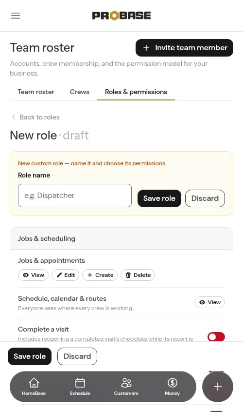 The new-role builder