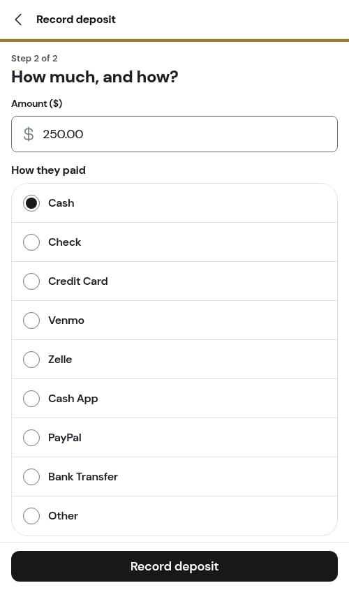 Record deposit