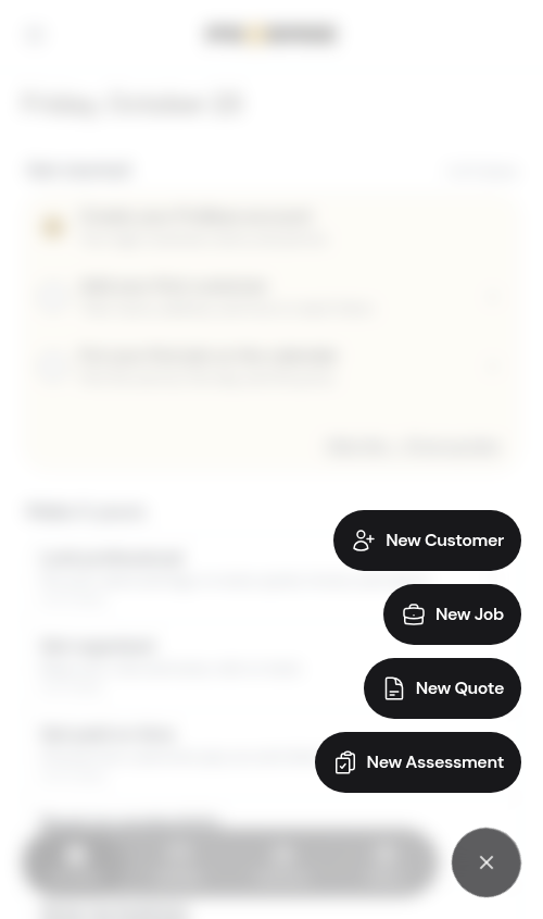 The + menu open above the bottom bar