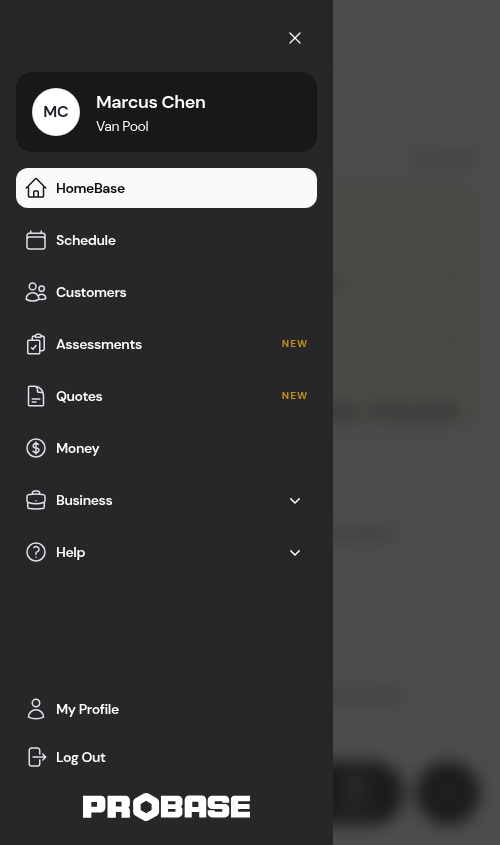 Navigation drawer open on a phone