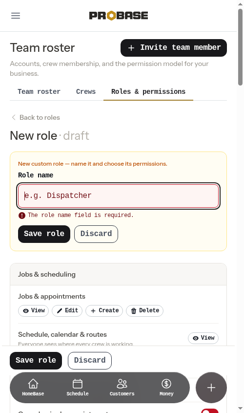 Saving without a role name jumps back to the name field