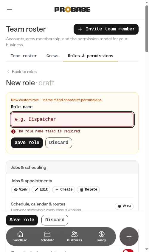 Saving without a role name jumps back to the name field