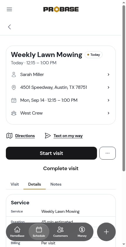The Property card on the Details tab